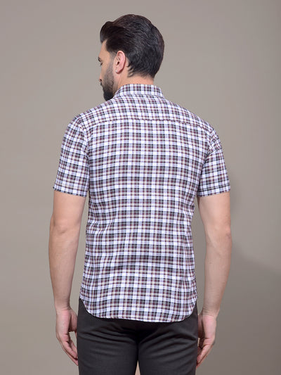 Brown Checked 100% Cotton Shirt-Men Shirts-Crimsoune Club