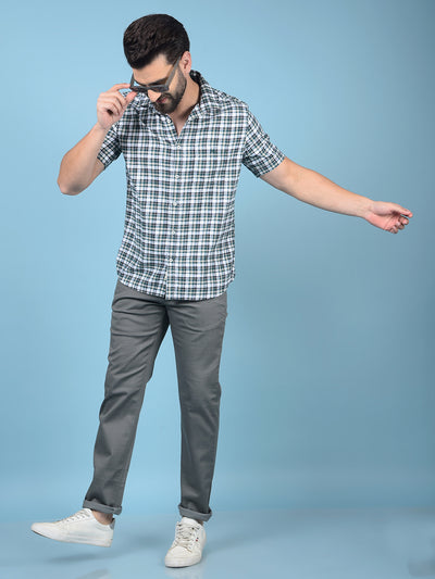 Green Checked 100% Cotton Shirt-Men Shirts-Crimsoune Club