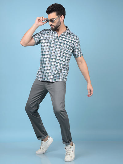 Green Checked 100% Cotton Shirt-Men Shirts-Crimsoune Club