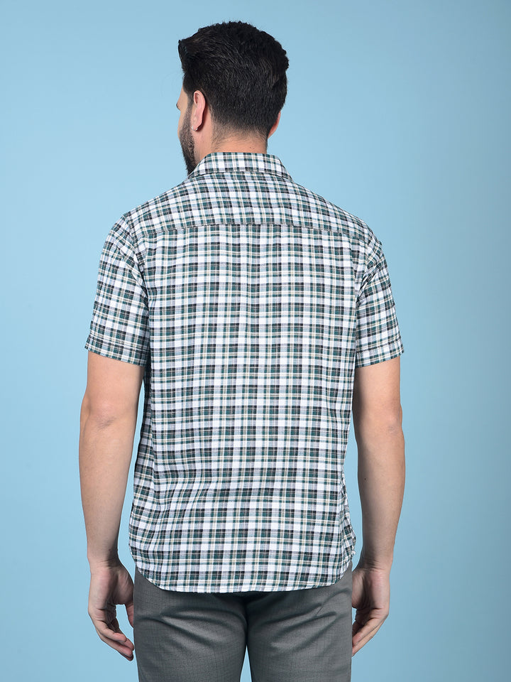 Green Checked 100% Cotton Shirt-Men Shirts-Crimsoune Club