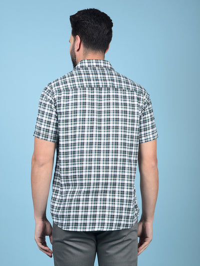 Green Checked 100% Cotton Shirt-Men Shirts-Crimsoune Club