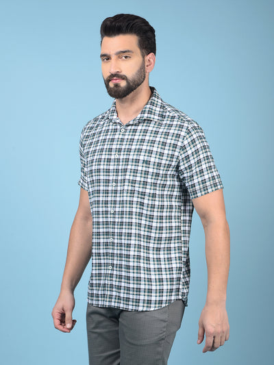 Green Checked 100% Cotton Shirt-Men Shirts-Crimsoune Club