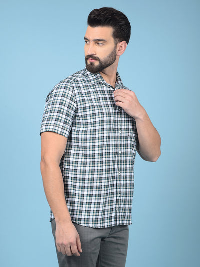 Green Checked 100% Cotton Shirt-Men Shirts-Crimsoune Club