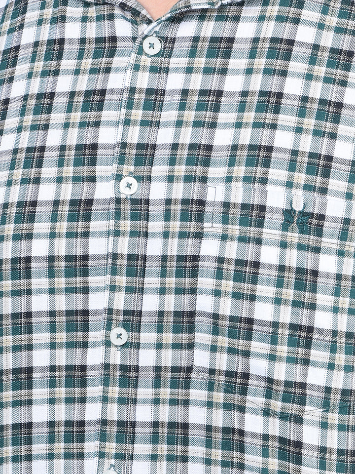 Green Checked 100% Cotton Shirt-Men Shirts-Crimsoune Club