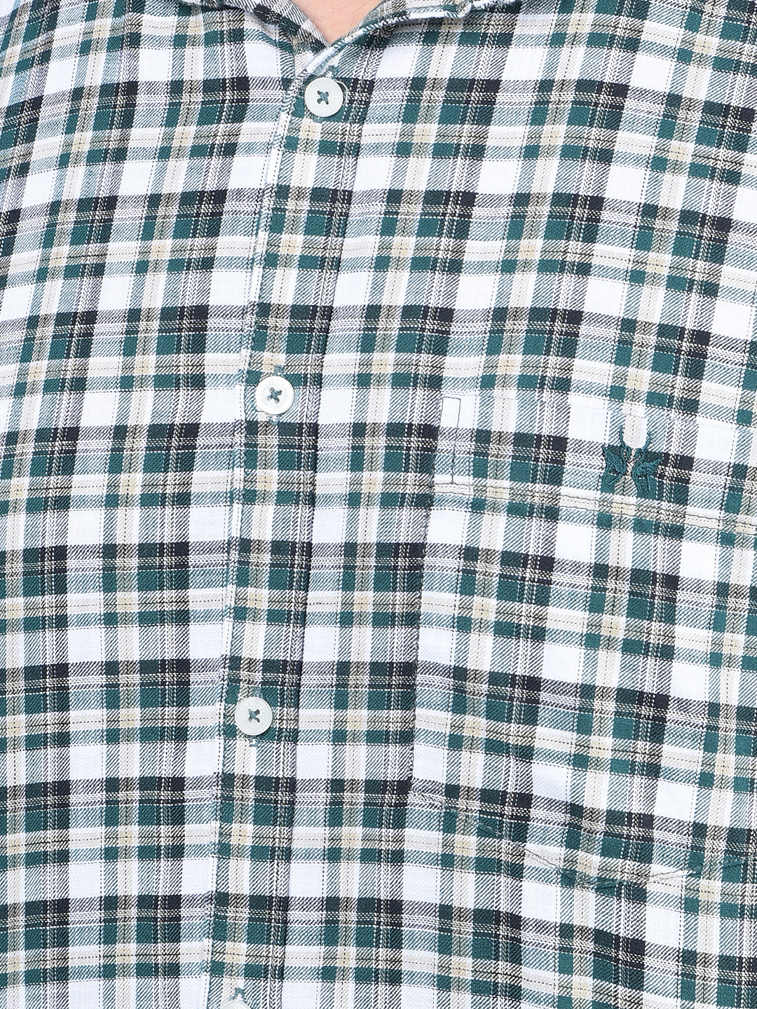 Green Checked 100% Cotton Shirt-Men Shirts-Crimsoune Club