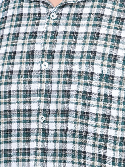 Green Checked 100% Cotton Shirt-Men Shirts-Crimsoune Club