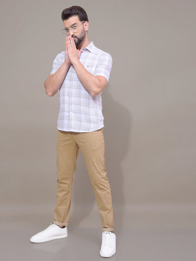 Olive Checked Linen Shirt-Men Shirts-Crimsoune Club