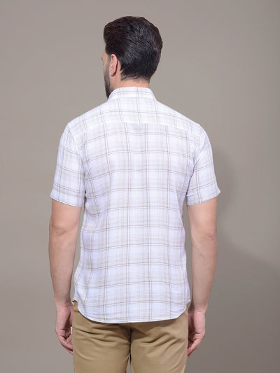 Olive Checked Linen Shirt-Men Shirts-Crimsoune Club