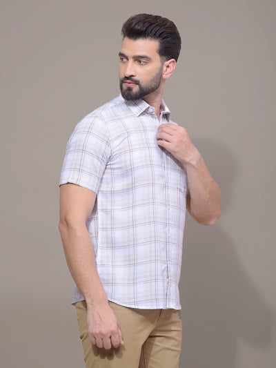 Olive Checked Linen Shirt-Men Shirts-Crimsoune Club