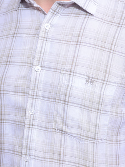 Olive Checked Linen Shirt-Men Shirts-Crimsoune Club