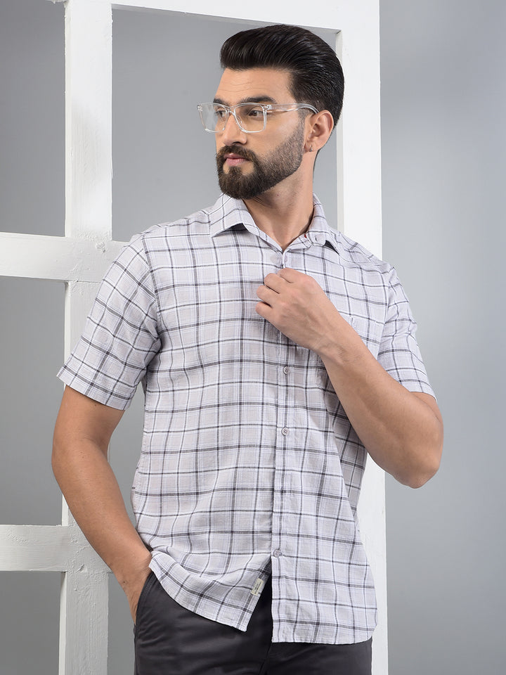 Purple Checked 100% Cotton Shirt-Men Shirts-Crimsoune Club