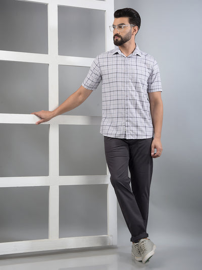 Purple Checked 100% Cotton Shirt-Men Shirts-Crimsoune Club