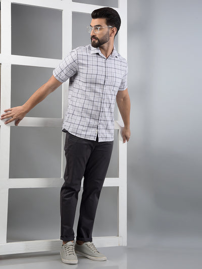 Purple Checked 100% Cotton Shirt-Men Shirts-Crimsoune Club