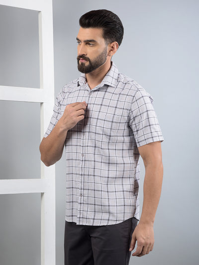 Purple Checked 100% Cotton Shirt-Men Shirts-Crimsoune Club