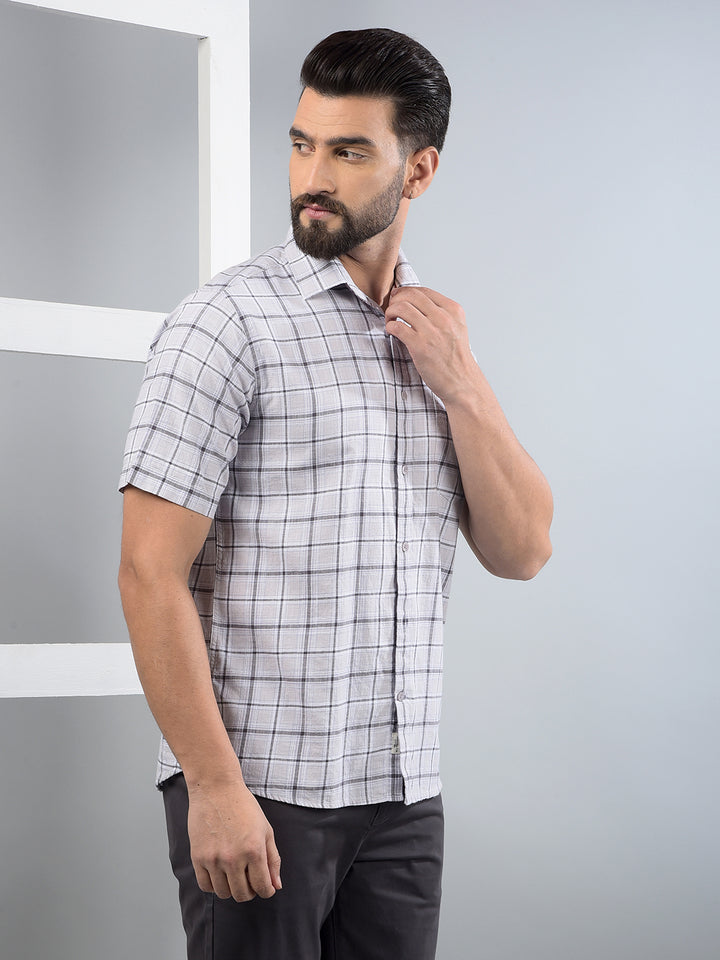 Purple Checked 100% Cotton Shirt-Men Shirts-Crimsoune Club