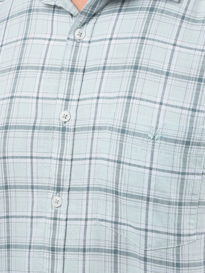 Green Checked 100% Cotton Shirt-Men Shirts-Crimsoune Club