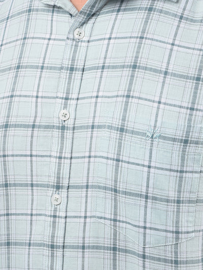 Green Checked 100% Cotton Shirt-Men Shirts-Crimsoune Club
