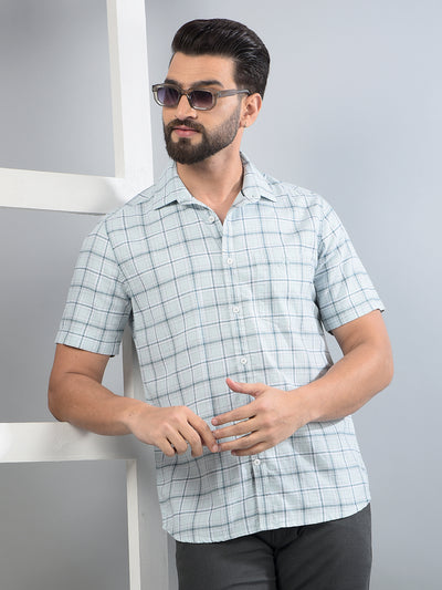 Green Checked 100% Cotton Shirt-Men Shirts-Crimsoune Club