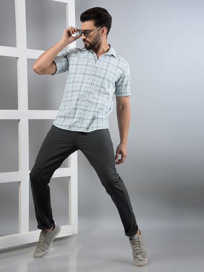 Green Checked 100% Cotton Shirt-Men Shirts-Crimsoune Club