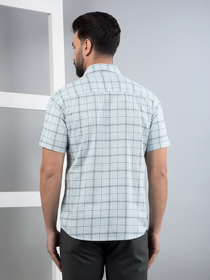 Green Checked 100% Cotton Shirt-Men Shirts-Crimsoune Club