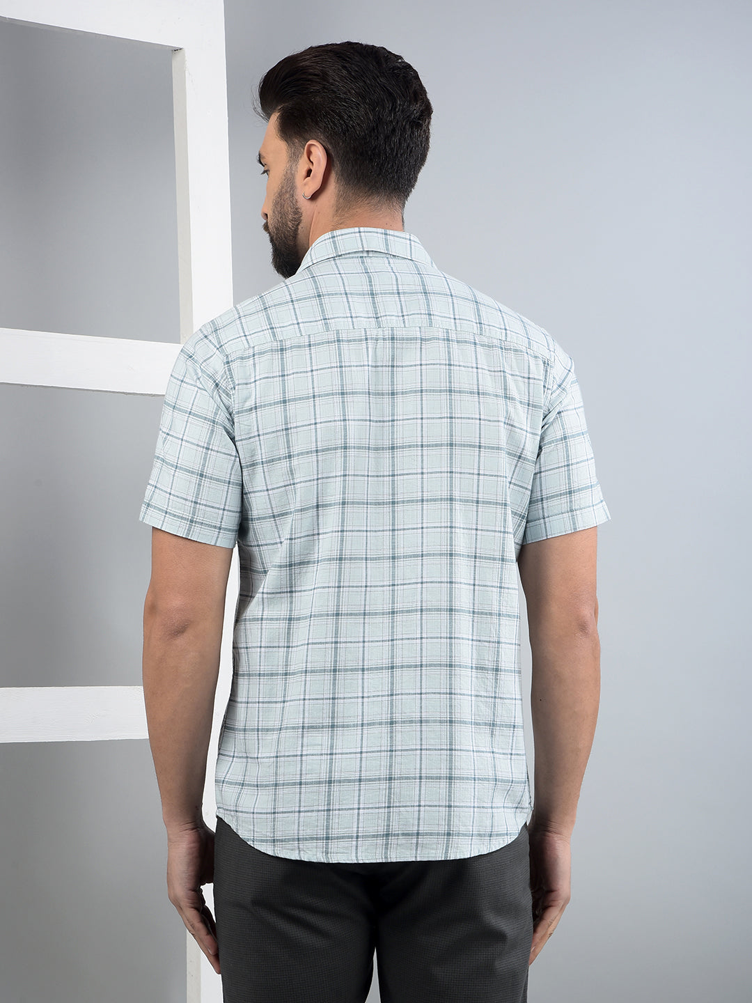 Green Checked 100% Cotton Shirt-Men Shirts-Crimsoune Club