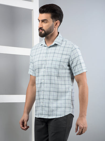 Green Checked 100% Cotton Shirt-Men Shirts-Crimsoune Club