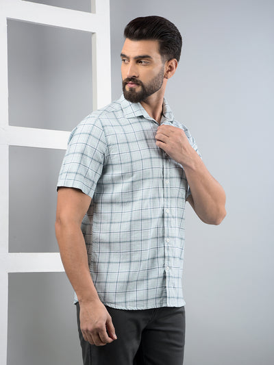 Green Checked 100% Cotton Shirt-Men Shirts-Crimsoune Club