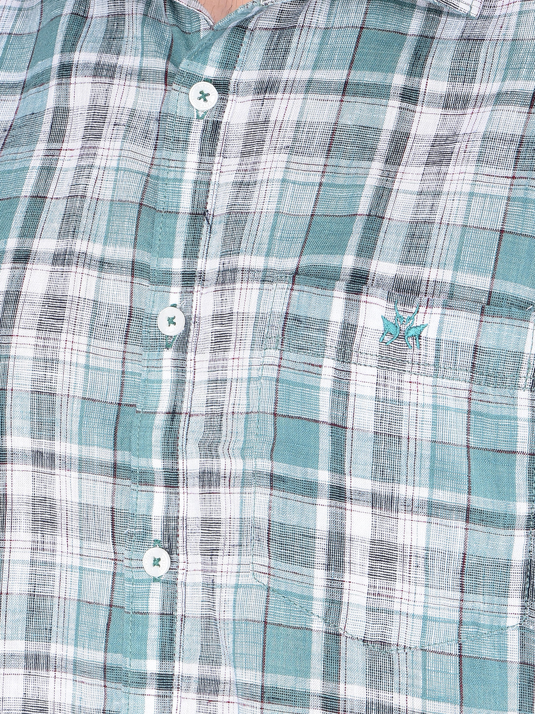Green Checked 100% Cotton Shirt-Men Shirts-Crimsoune Club
