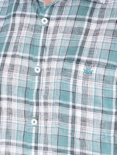 Green Checked 100% Cotton Shirt-Men Shirts-Crimsoune Club