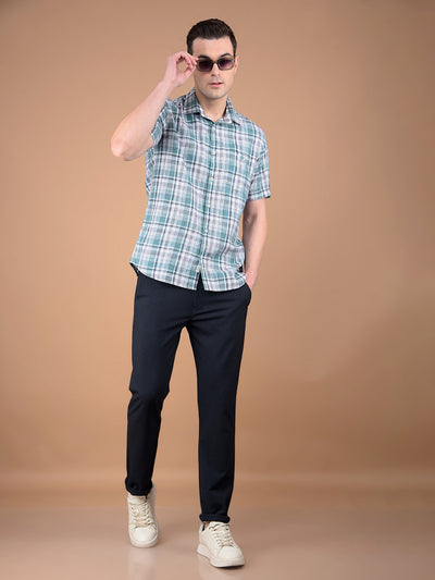 Green Checked 100% Cotton Shirt-Men Shirts-Crimsoune Club