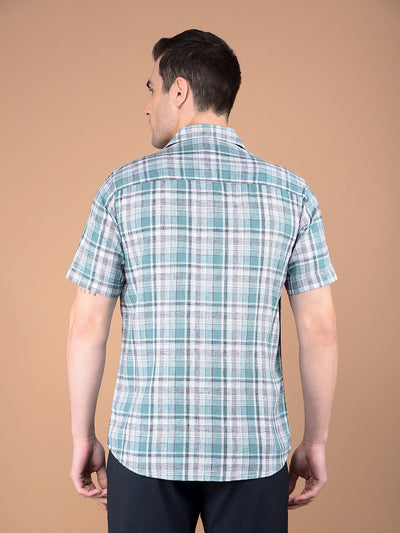 Green Checked 100% Cotton Shirt-Men Shirts-Crimsoune Club