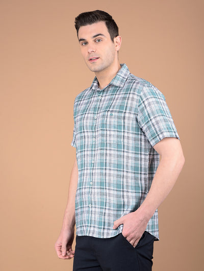 Green Checked 100% Cotton Shirt-Men Shirts-Crimsoune Club