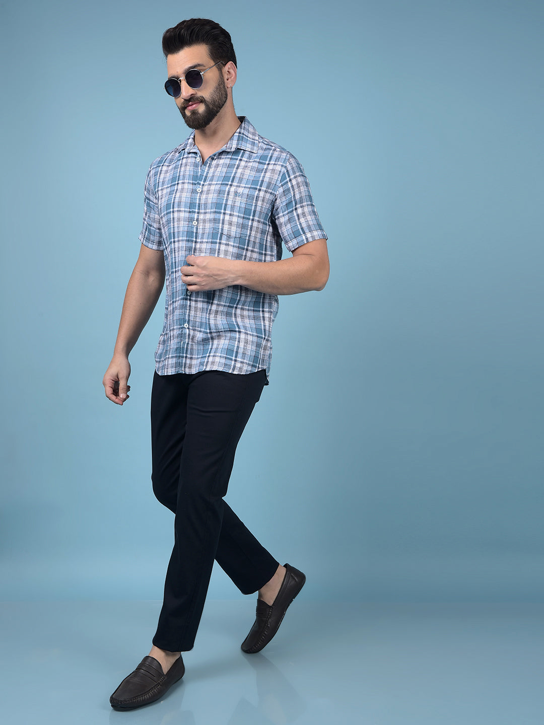 Green Checked 100% Cotton Shirt-Men Shirts-Crimsoune Club