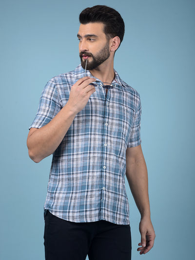 Green Checked 100% Cotton Shirt-Men Shirts-Crimsoune Club