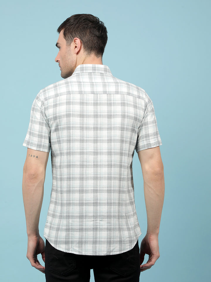 Grey Checked 100% Cotton Shirt-Men Shirts-Crimsoune Club