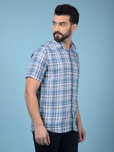 Green Checked 100% Cotton Shirt-Men Shirts-Crimsoune Club