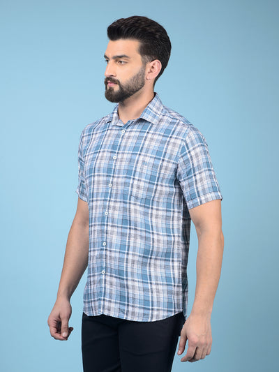 Green Checked 100% Cotton Shirt-Men Shirts-Crimsoune Club
