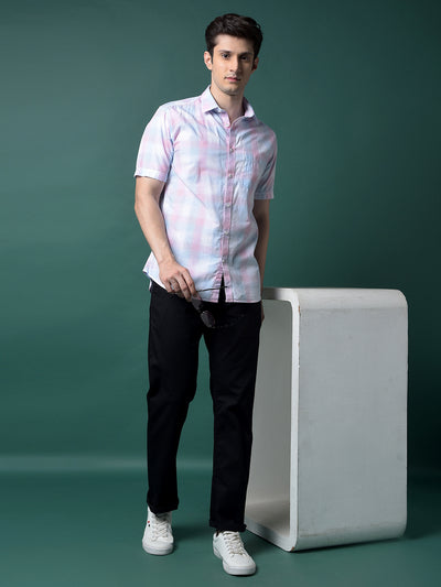 Green Checked 100% Cotton Shirt-Men Shirts-Crimsoune Club