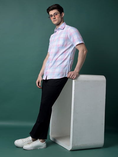 Green Checked 100% Cotton Shirt-Men Shirts-Crimsoune Club