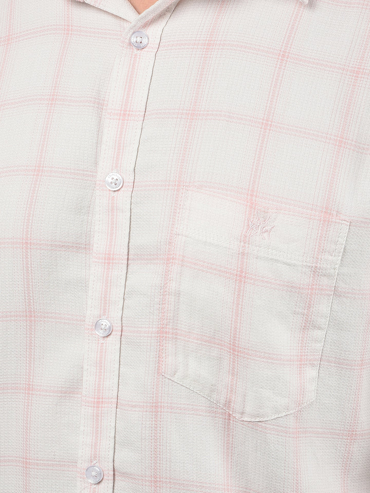 Pink Checked 100% Cotton Shirt-Men Shirts-Crimsoune Club