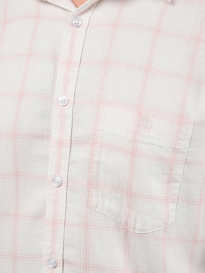 Pink Checked 100% Cotton Shirt-Men Shirts-Crimsoune Club