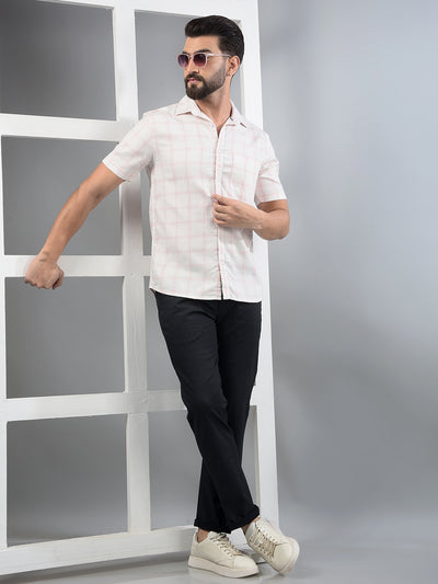 Pink Checked 100% Cotton Shirt-Men Shirts-Crimsoune Club
