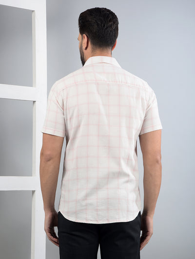Pink Checked 100% Cotton Shirt-Men Shirts-Crimsoune Club
