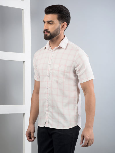 Pink Checked 100% Cotton Shirt-Men Shirts-Crimsoune Club