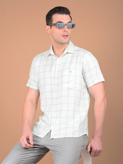 Green Checked 100% Cotton Shirt-Men Shirts-Crimsoune Club