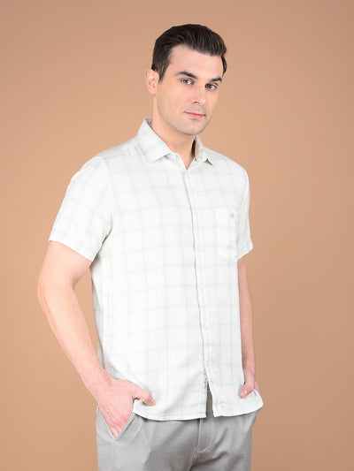 Green Checked 100% Cotton Shirt-Men Shirts-Crimsoune Club