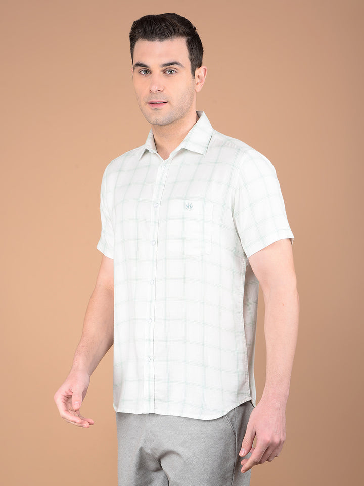 Green Checked 100% Cotton Shirt-Men Shirts-Crimsoune Club