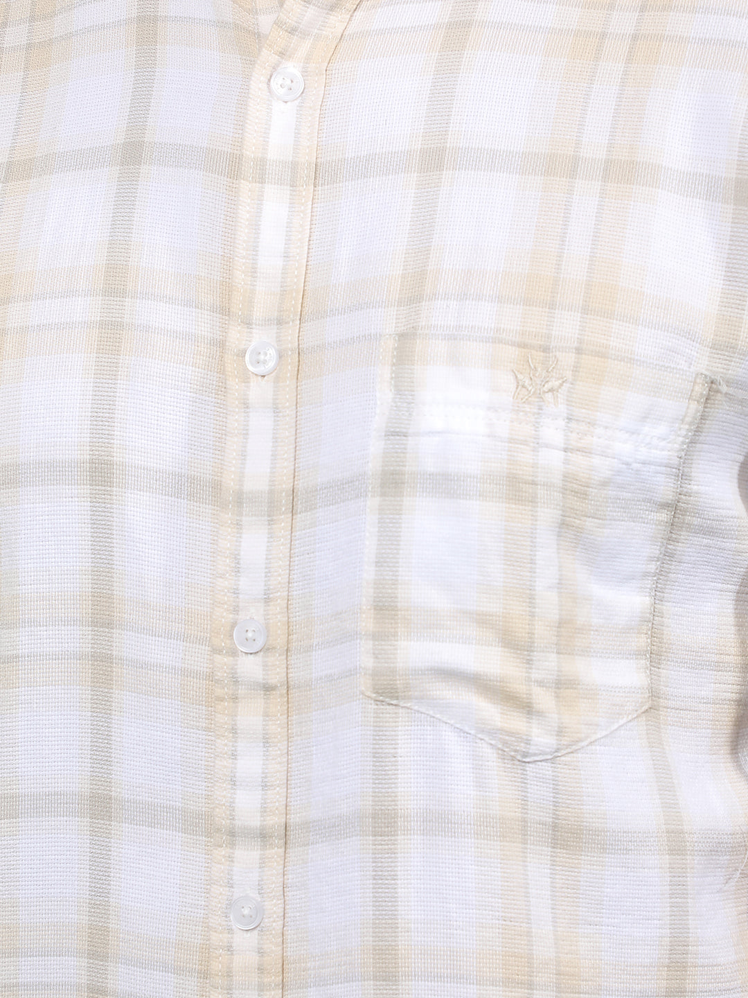 Beige Checked 100% Cotton Shirt-Men Shirts-Crimsoune Club