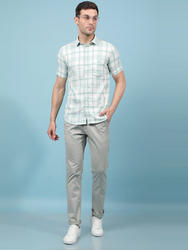 Green Checked 100% Cotton Shirt-Men Shirts-Crimsoune Club