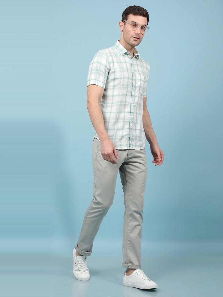 Green Checked 100% Cotton Shirt-Men Shirts-Crimsoune Club